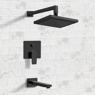 Tub and Shower Faucet Matte Black Tub and Shower Faucet Sets with 8